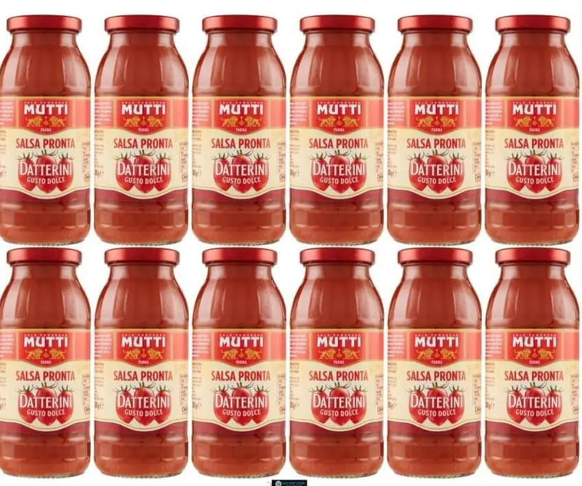 Mutti Datterini Tomato Sauce, 12 x 300g Bottles – Sweet Italian Cherry Tomato Sauce, Made from 100% Datterini Tomatoes, Ready-to-Use Pasta and Pizza Sauce