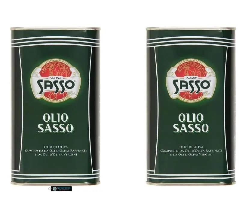 Sasso Olio d'Oliva, Composto da Oli d'Oliva Raffinati e Vergini, 2 x 1 Litro, Prodotto Italiano