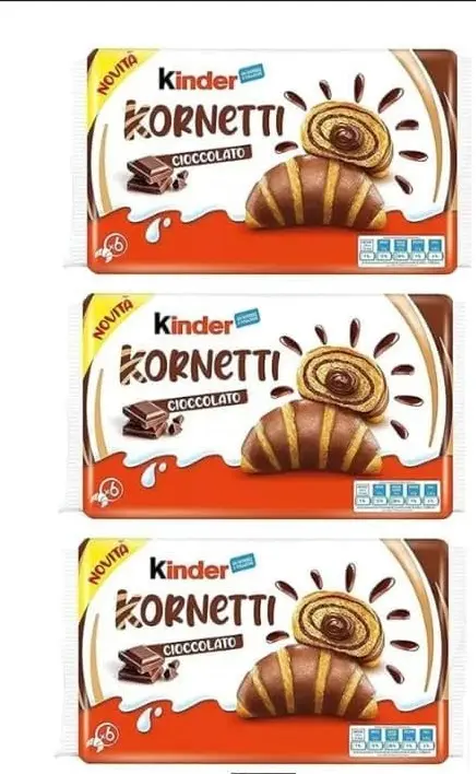 Kinder Cornetti Cioccolato, Confezione da 3 Pacchi, 252 g, 6 Cornetti per Pacco