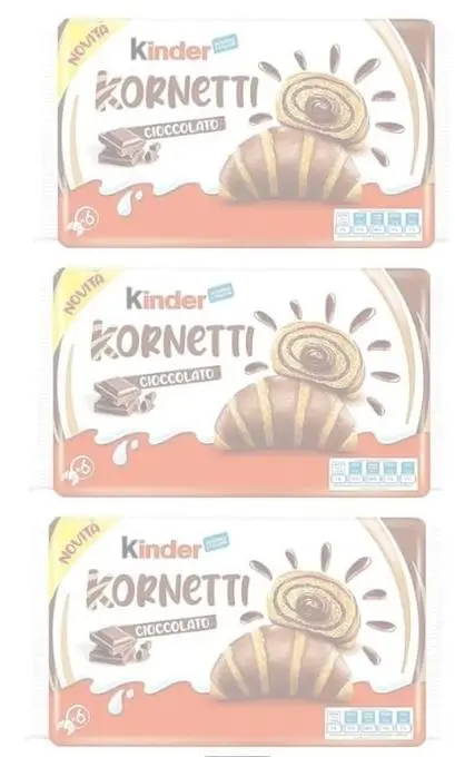Kinder Cornetti Cioccolato, Confezione da 3 Pacchi, 252 g, 6 Cornetti per Pacco