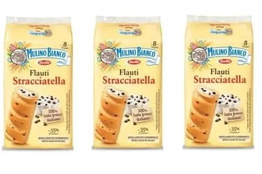 Mulino Bianco Flauti alla Stracciatella, 3 Confezioni, 8 per Confezione, 35g