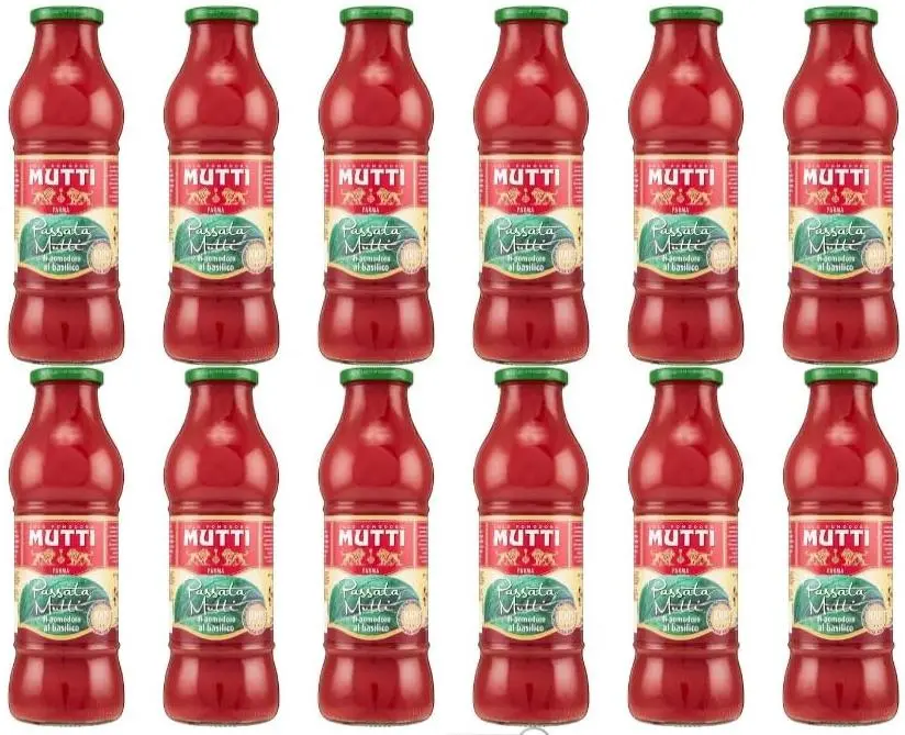 Mutti Passata di Pomodoro, Salsa di Pomodoro Italiana, Set da 12 Bottiglie, 700g per Bottiglia, 100% Pomodori Italiani
