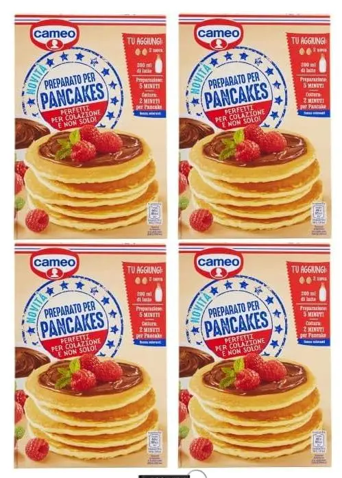 Cameo Preparato per Pancakes, Set da 4 Confezioni, 250g per Confezione, Preparazione Rapid