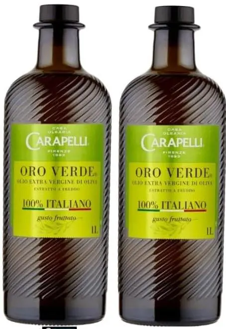 Oro Verde Olio Extra Vergine di Oliva, 100% Italiano, Set 2 Bottiglie da 1 Litro