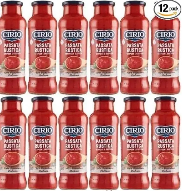 Cirio Passata di Pomodoro Rustica – 12 Bottiglie da 680g – Passata Spessa e Corposa – 100% Pomodoro Italiano – Ideale per Salse e Sughi