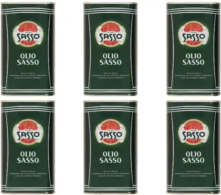 Sasso Olio Extra Vergine d'Oliva 100% Italiano, Set 6 Bottiglie da 500 ML