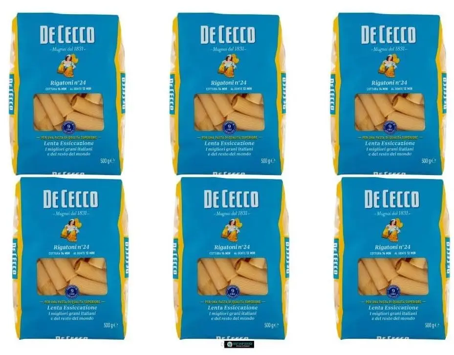 De Cecco Rigatoni n.24, Pasta di Semola di Grano Duro, 6 Pacchi x 500g