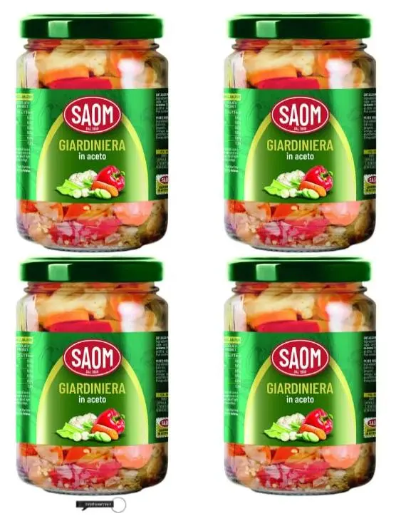 SAOM Giardiniera in Aceto, italienisches gemischtes eingelegtes Gemüse, 280 g, 4 Stück