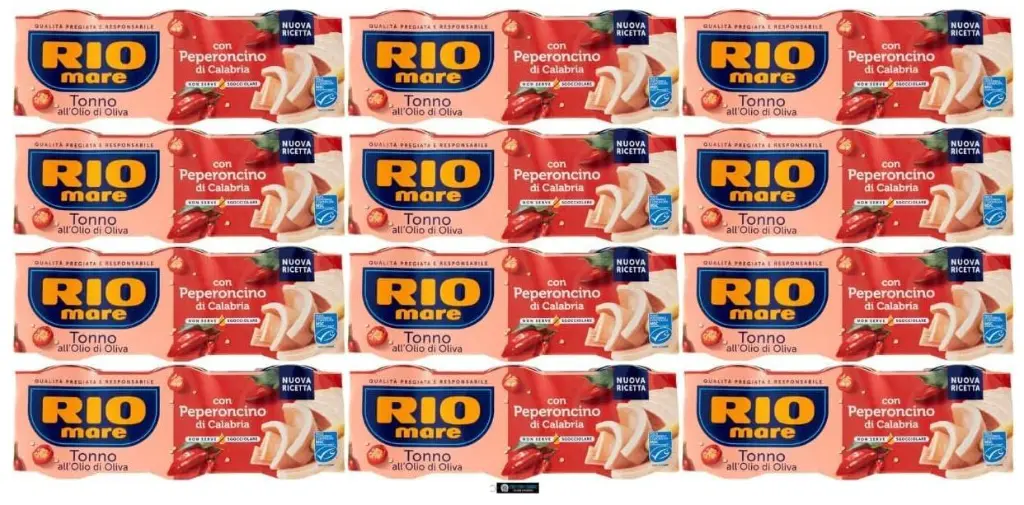 Rio Mare Tonno all'Olio di Oliva con Peperoncino di Calabria, Confezione da 12, 3 x 65g
