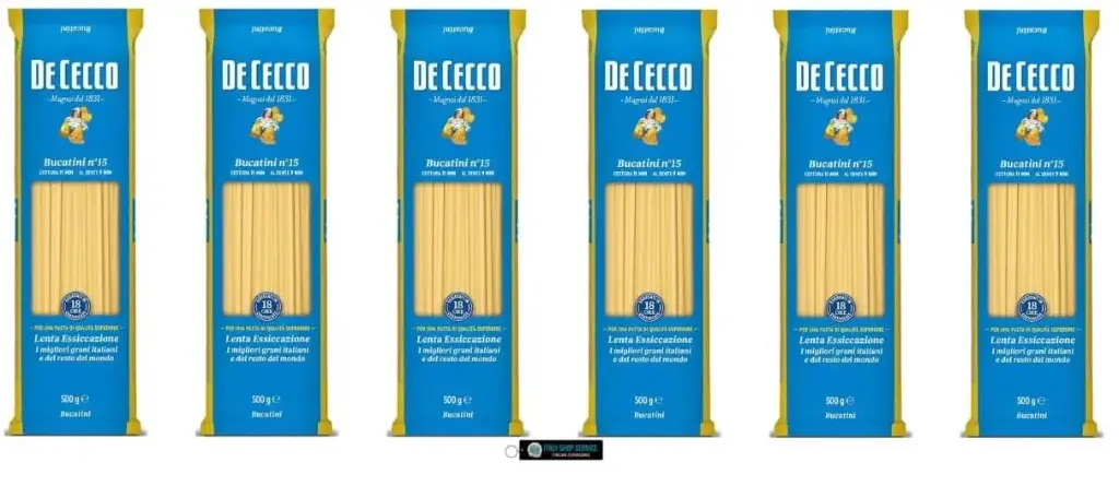 De Cecco Bucatini N.15, Pasta di Semola di Grano Duro, Confezione da 6 x 500g