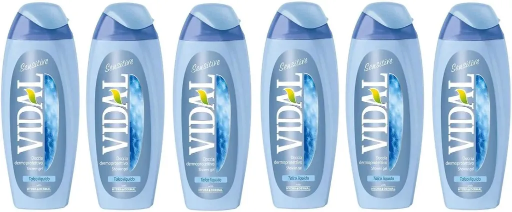 6 X Vidal Sensation con Talkum Shower Gel Doccia Gel Doccia Gel 250 ml