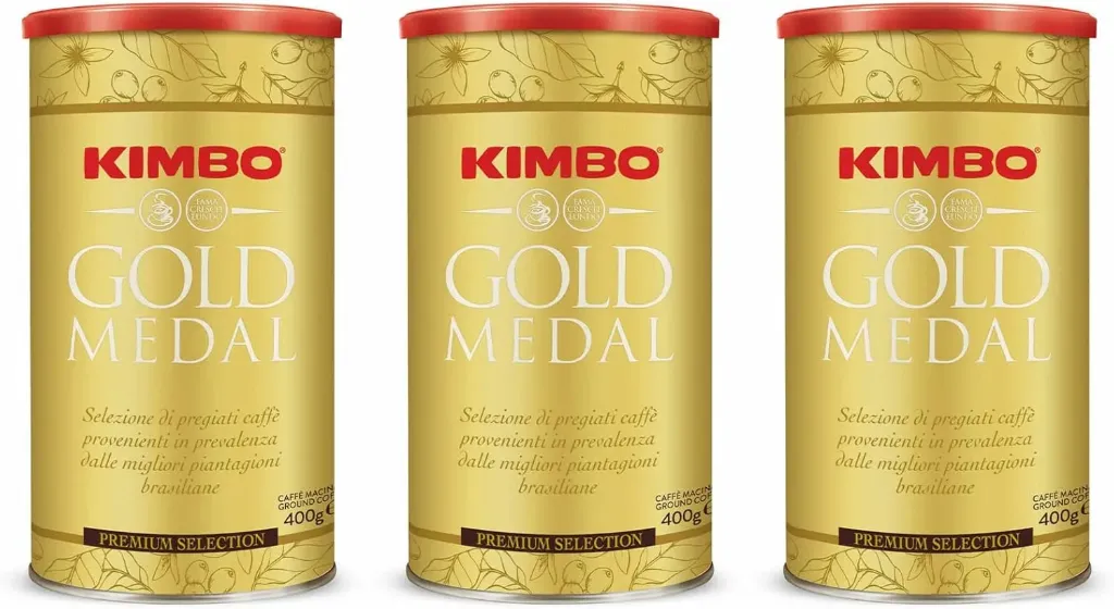 Kimbo Gold Medal, Caffe Macinato in Latta Richiudibile con Tappo 400gr - Formato Restyling 2023 [3 Lattine]
