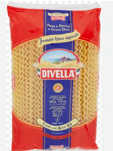 PASTA DI SEMOLA FORMATI SPECIALI ASTA DI SEMOLA FORMATI SPECIALI LASAGNONI/FUSILLI COL BUCO GR 500 ASAGNONI/FUSILLI COL BUCO GR 500 DIVELLA