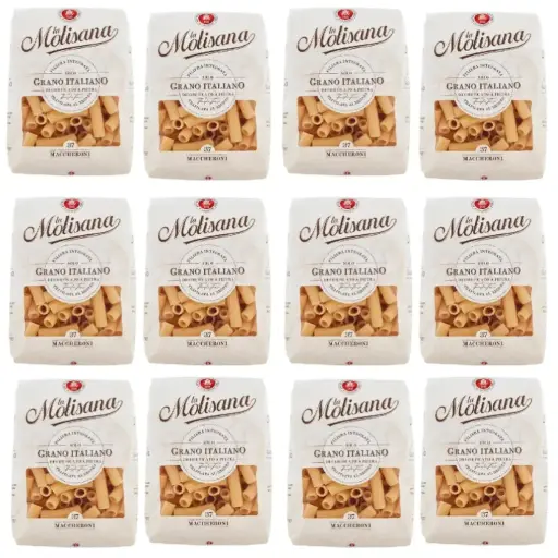 La Molisana Maccheroni N. 37 Pasta Lenta Lavorazione Pasta Made of Durum Wheat Semolina Bronze Drawing 500 g - pack of 12