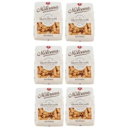 La Molisana Maccheroni N. 37 Pasta Lenta Lavorazione Pasta Made of Durum Wheat Semolina Bronze Drawing 500 g - pack of 6