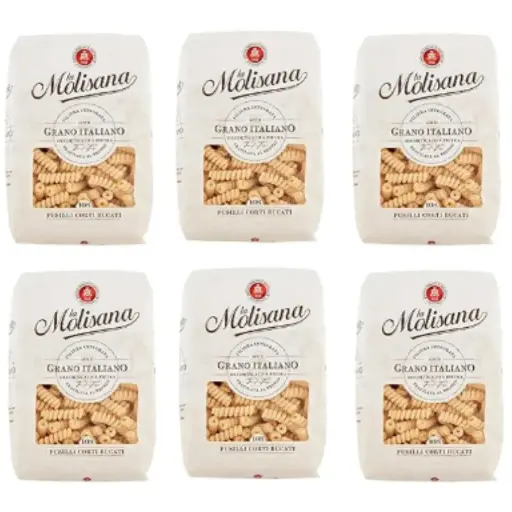 La Molisana Fusilli Bucati Corti N. 108 Pasta Lenta Lavorazione Pasta Made of Durum Wheat Semolina Bronze Drawing 500 g pack of 6