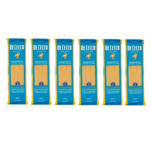 De Cecco Spaghetti n°12 – Pasta di Semola di Grano Duro 100% Italiano – 6 x 500g – Pasta Italiana Tradizionale