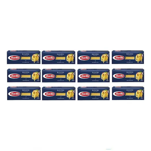 Barilla Bucatini No. 9 | Authentic Italian Pasta | 12 Packs x 500g | Made from 100% Durum Wheat Semolina | Thick Long Noodles with Central Hole | Ideal for Amatriciana & Rich Sauces