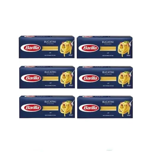 Barilla Bucatini No. 9 | Authentic Italian Pasta | 6 Packs x 500g | Made from 100% Durum Wheat Semolina | Thick Long Noodles with Central Hole | Ideal for Amatriciana & Rich Sauces