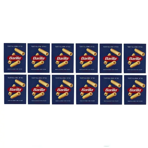 Barilla Tortiglioni No. 83 | Authentic Italian Pasta | 12 Packs x 500g | Made from 100% Durum Wheat Semolina | Short Ridged Tubes | Ideal for Baked Dishes & Thick Sauces