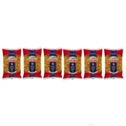 Divella Rigatoni No. 17 Pasta | 6 Packs x 500g | 100% Italian Durum Wheat Semolina | Large Ridged Tube Pasta | Cooks in 9 Minutes | Ideal for Baked Dishes & Hearty Sauce