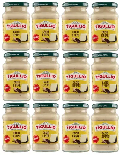  Star Tigullio Pesto Cacio e Pepe Sauce – Creamy Pecorino Romano DOP Pasta Sauce – 6 x 190g Jars