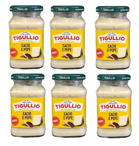Star Tigullio Pesto Cacio e Pepe Sauce – Creamy Pecorino Romano DOP Pasta Sauce – 6 x 190g Jars
