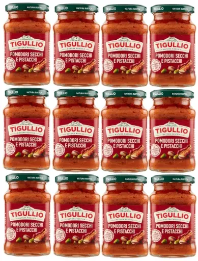  Star Tigullio Gran Pesto Sun-Dried Tomatoes & Pistachios – Gourmet Italian Pasta Sauce – 6 x 190g Jars