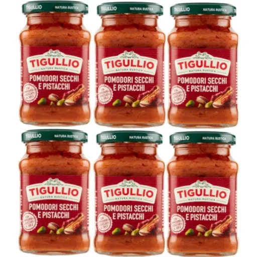 Star Tigullio Gran Pesto Sun-Dried Tomatoes & Pistachios – Gourmet Italian Pasta Sauce – 6 x 190g Jars