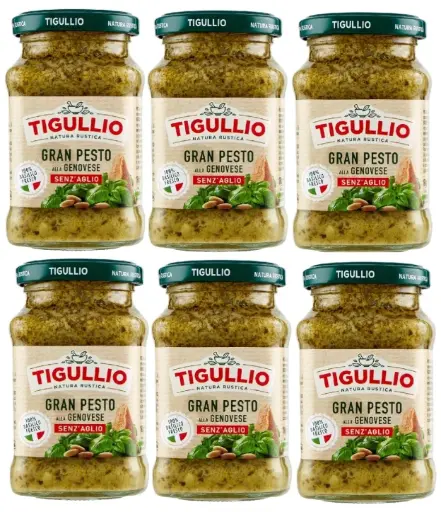 Star Tigullio Pesto alla Genovese Garlic-Free, with 100% Fresh Basil, 6 x 190g Jars – Creamy Italian Pasta Sauce, Ready-to-Use, No Garlic, Authentic Ligurian Recipe