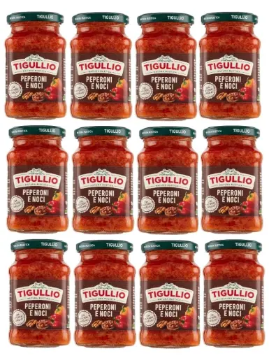 Star Tigullio GranPesto with Peppers and Walnuts, Creamy Italian Pasta Sauce, 6 x 190g Jars – Ready-to-Use Gourmet Sauce with Sweet Red Peppers and Crunchy Walnuts