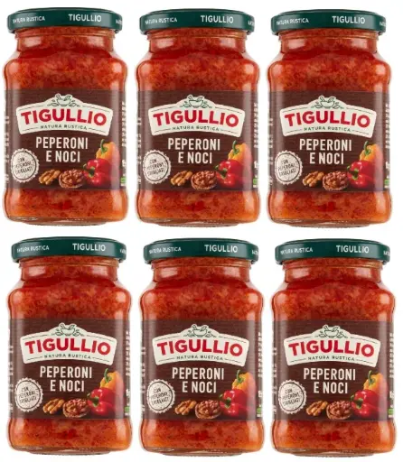 Star Tigullio GranPesto with Peppers and Walnuts, Creamy Italian Pasta Sauce, 6 x 190g Jars – Ready-to-Use Gourmet Sauce with Sweet Red Peppers and Crunchy Walnuts