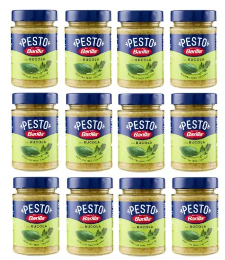 Barilla Pesto Basilico e Rucola Sauce – 12 x 190g Jars – Italian Pesto with Fresh Basil & Arugula, Ready-to-Use Pasta Sauce, Versatile Mediterranean Condiment
