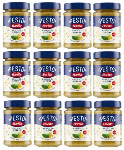 Barilla Pesto Basil and Lemon Spice and Pasta Sauce, 6 x 190g Jars – Ready-to-Use Italian Pasta Sauce with Fresh Basil and Zesty Lemon, Mediterranean Flavour