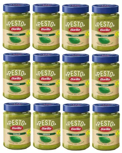 Barilla Pesto Basil Vegan Spice and Pasta Sauce, Pack of 6 x 190g Jars – 100% Vegan, Ready-to-Use Italian Pasta Sauce with Fresh Basil, Mediterranean Flavour