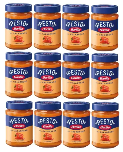 Barilla Pesto Calabrian with Paprika Spice and Pasta Sauce, Pack of 6 x 190g Jars – Ready-to-Use Italian Pesto Sauce with Paprika, Bold and Spicy Mediterranean Flavour
