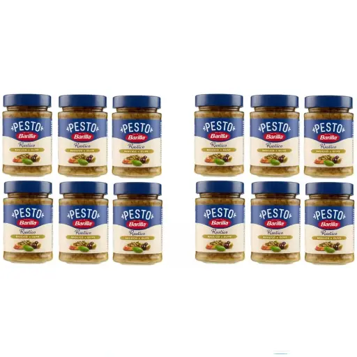 Barilla Pesto Pasta Sauce with Basil and Olives, with Olive Pieces, Pack of 6 x 200g Jars – Ready-to-Use Italian Pesto Sauce with Fresh Basil and Chunky Olive Pieces