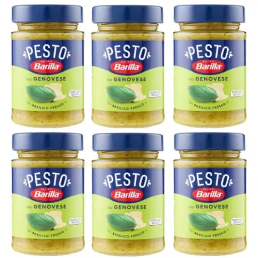 Barilla Pesto alla Genovese with Fresh Basil, 6 x 190g Jars – Classic Italian Pasta Sauce, Ready-to-Use Pesto with Fragrant Basil and Rich Mediterranean Flavour