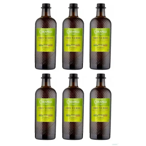 Carapelli Oro 100% Italian Extra Virgin Olive Oil, 6 x 1L Bottles – Cold Extracted EVOO, Rich and Fruity Flavour, Premium Olive Oil for Cooking and Seasoning