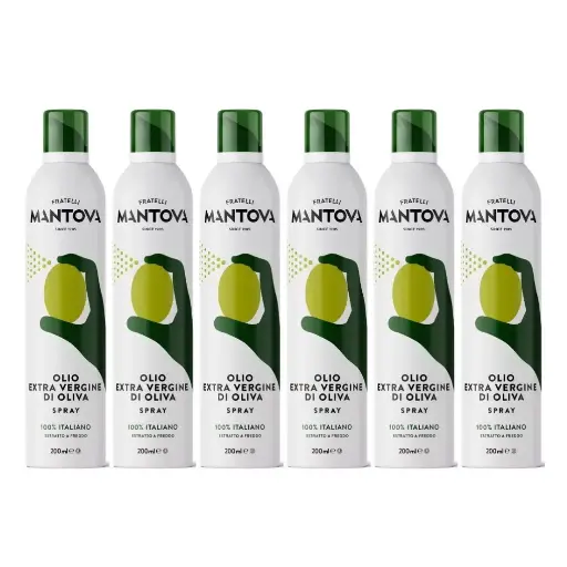 Extra Virgin Olive Oil Spray 6 x 200ml – 100% Italian, Cold Extracted, Light Spray, 100% Natural, 100% Light, 100% Easy – Save Up to 90% of Oil
