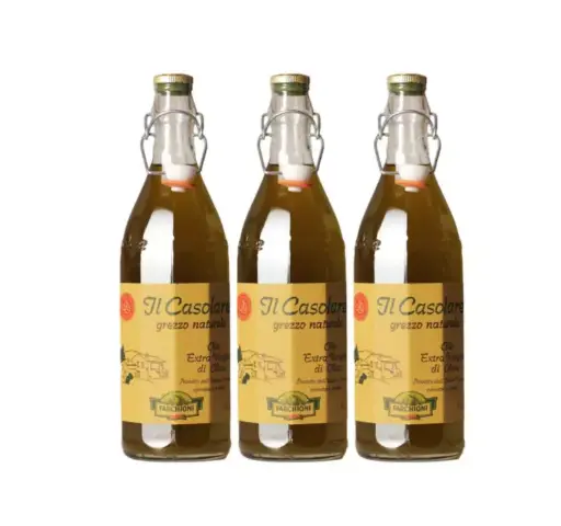 Farchioni Unfiltered Extra Virgin Olive Oil Grezzo, Cold Pressed, 3 x 1L Bottles – 100% Italian EVOO, Bold and Rustic Flavour, Ideal for Raw and Rustic Dishes