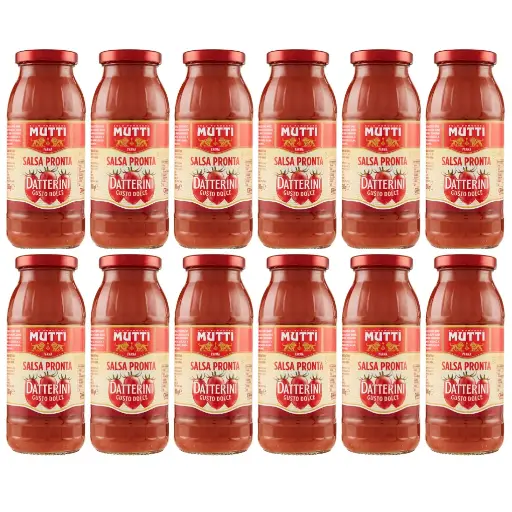 Mutti Datterini Tomato Sauce, 6 x 300g Bottles – Sweet Italian Cherry Tomato Sauce, Made from 100% Datterini Tomatoes, Ready-to-Use Pasta and Pizza Sauce