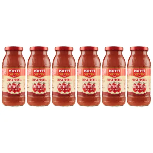Mutti Datterini Tomato Sauce, 6 x 300g Bottles – Sweet Italian Cherry Tomato Sauce, Made from 100% Datterini Tomatoes, Ready-to-Use Pasta and Pizza Sauce