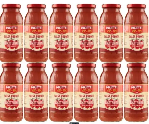 Mutti Datterini Tomato Sauce, 12 x 300g Bottles – Sweet Italian Cherry Tomato Sauce, Made from 100% Datterini Tomatoes, Ready-to-Use Pasta and Pizza Sauce