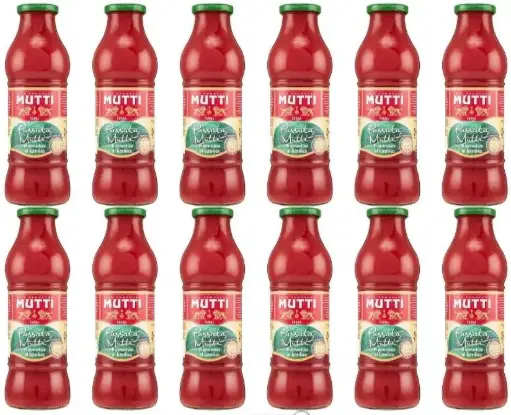 Mutti Passata di Pomodoro, Salsa di Pomodoro Italiana, Set da 12 Bottiglie, 700g per Bottiglia, 100% Pomodori Italiani