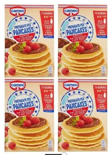 Cameo Preparato per Pancakes, Set da 4 Confezioni, 250g per Confezione, Preparazione Rapid
