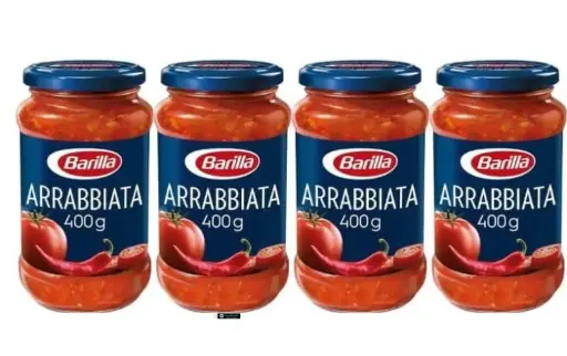 BARILLA Salsa Arrabbiata al Pomodoro e Peperoncino, Set di 4 Barattoli, 400g per Barattolo