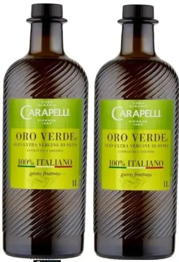 Oro Verde Olio Extra Vergine di Oliva, 100% Italiano, Set 2 Bottiglie da 1 Litro