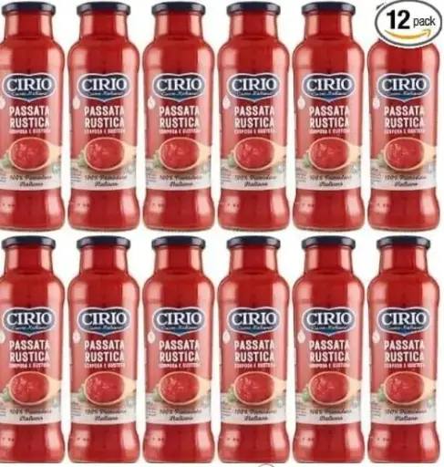 Cirio Passata di Pomodoro Rustica – 12 Bottiglie da 680g – Passata Spessa e Corposa – 100% Pomodoro Italiano – Ideale per Salse e Sughi