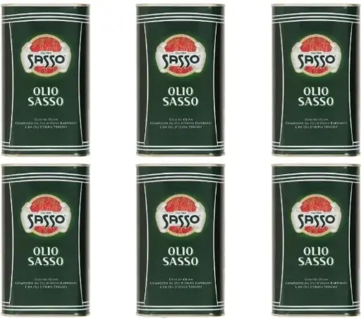 Sasso Olio Extra Vergine d'Oliva 100% Italiano, Set 6 Bottiglie da 500 ML